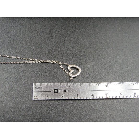 18 Inch Sterling Silver Small Heart Necklace - Picture 5 of 6